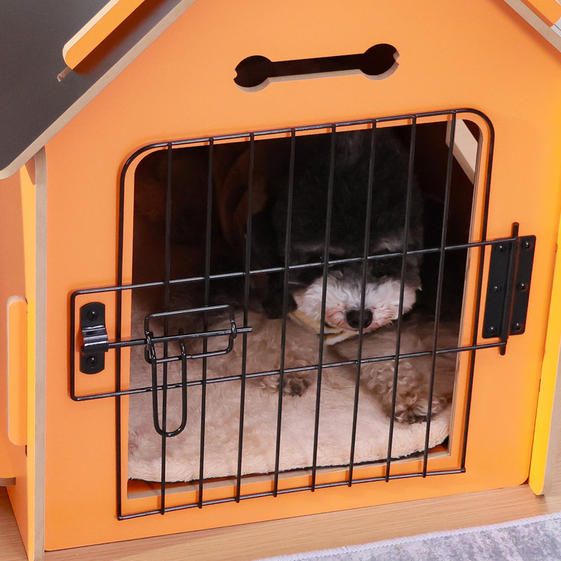 Niche pour chien en bois, Orange / noir