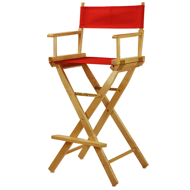 Chaise de réalisateur pliante de 30 po avec toile, Naturel, Rouge