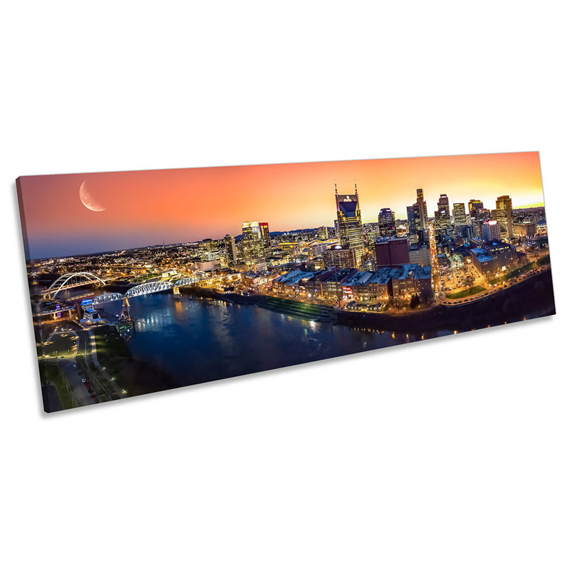 Nashville Skyline Tennessee - Wrapped Canvas Panoramic Print, 30.48cm H x 91.44cm W
