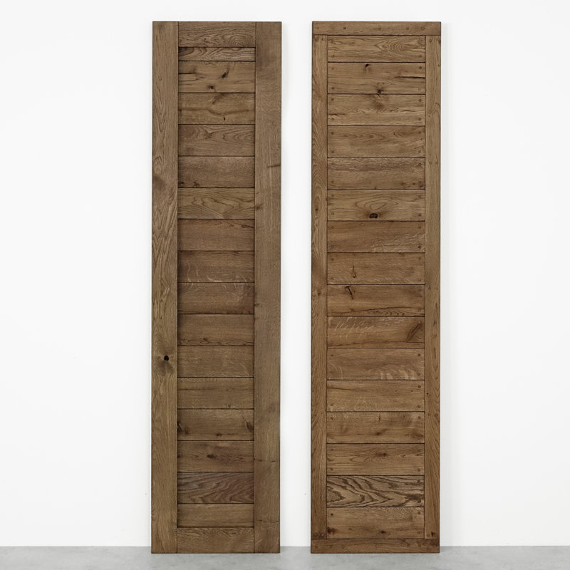 Solid Oak Barn Door with Single Bi-Folding System, Brown Oil