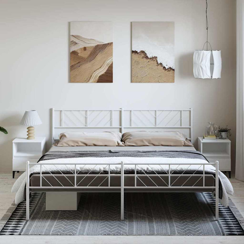 Lyllah Metal Bed Frame, Sturdy Steel, No Mattress, Twin, White