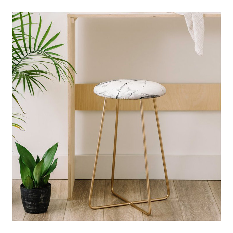 Tabouret de bar 25 po Marble, Noir / blanc
