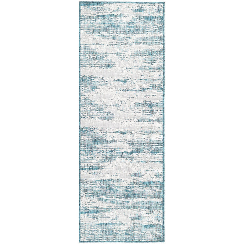 Outdoor Iris Area Rug Blue-Green Color, Runner 2' x 6'