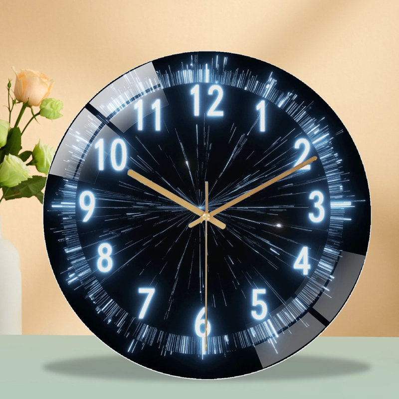 Stunning LED Digital Wall Clock with 12Hour Display Art - 12'' Modern Glass Wall Clock