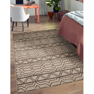 Tapis beige nouvel âge en laine rectangulaire unique 5 pi 1 po x 8 pi Braylynne