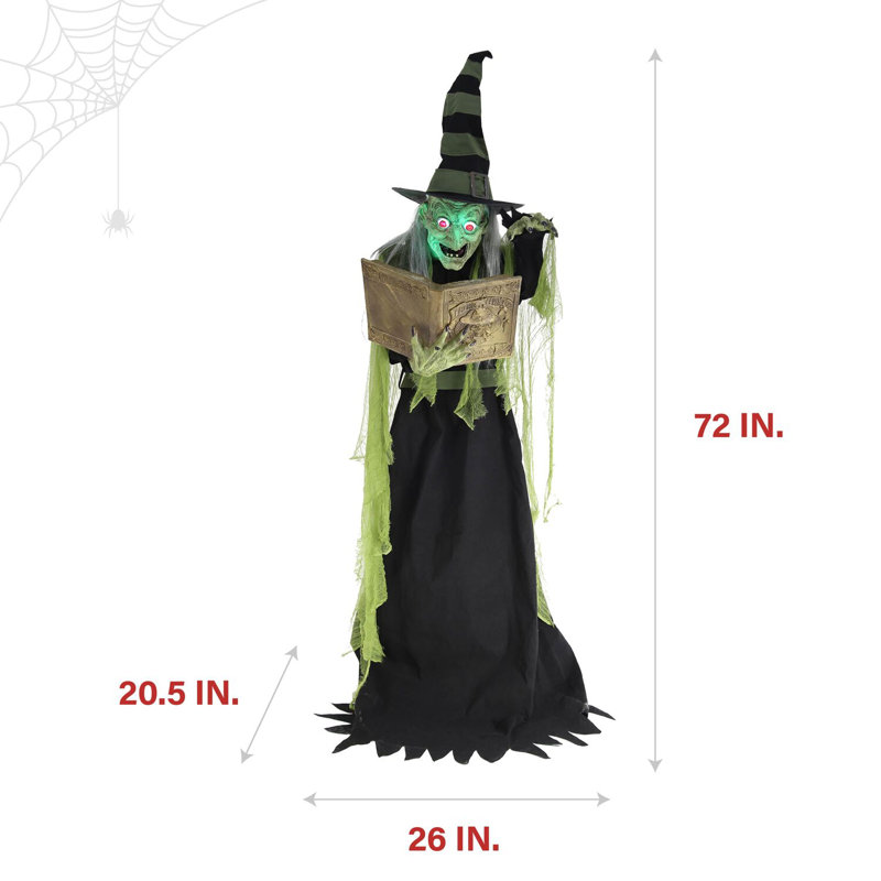 Enchantress Witch Animatronic with Green LED Lights and Motion Activation