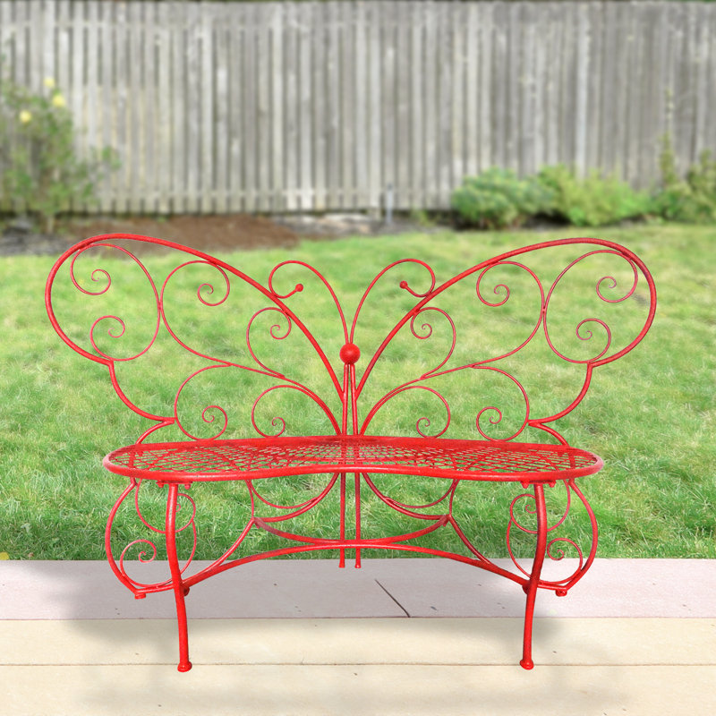 Banc de jardin en fer Breena, Rouge