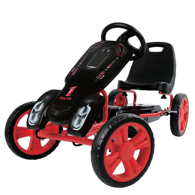 Siège de kart à pédales et siège réglable Hauck Speedster, enfants de 4 à 8 ans, noir / rouge