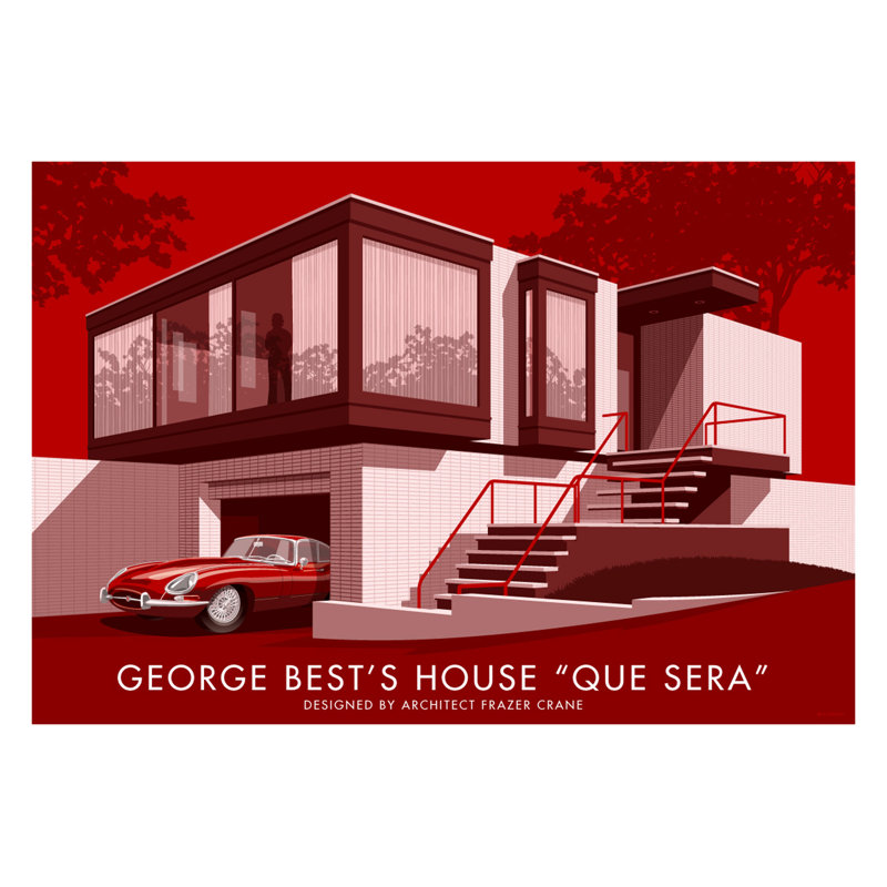 George Bests House by Stephen Millership - Print, 30cm H x 40cm W x 1cm D, Unframed