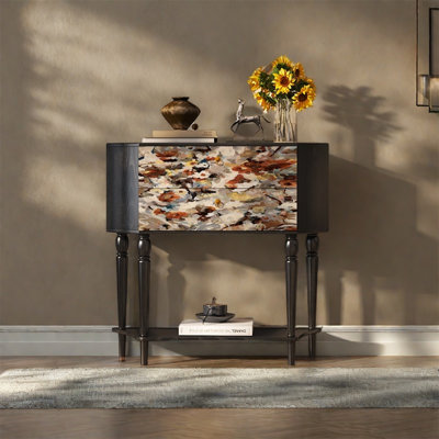 Solid Walnut Wood Storage Cabinet with Drawers