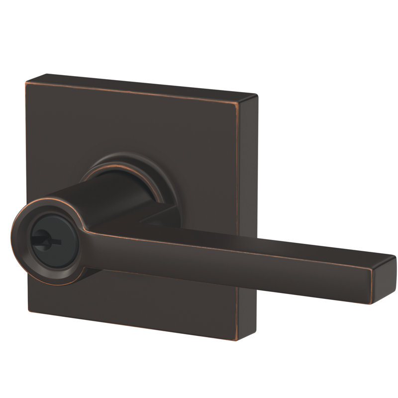 Latitude Keyed Entry Lever with Collins Trim, Aged Bronze