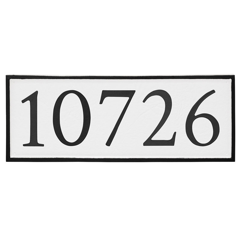 Serif 1-Line Wall Address Plaque, Black, White, Yes
