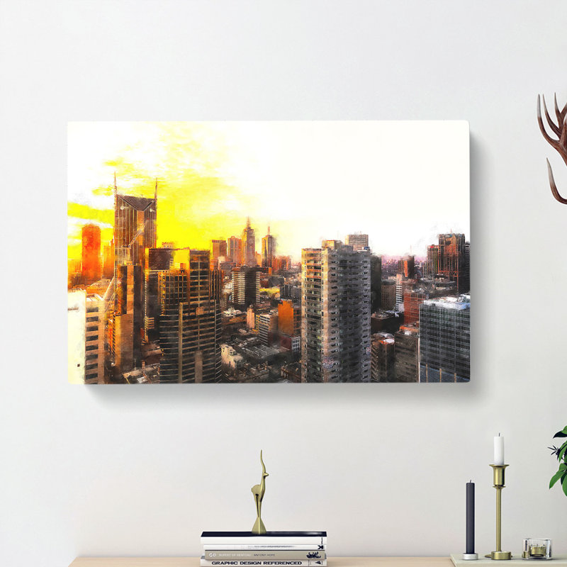 Melbourne Australia Skyline Abstract - Wrapped Canvas, 35cm H x 50cm W x 3cm D
