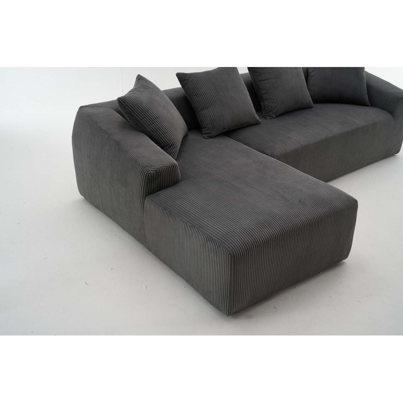 Upholstered Sofa, Modular Sofa With 4 Pillows For Home, Gray