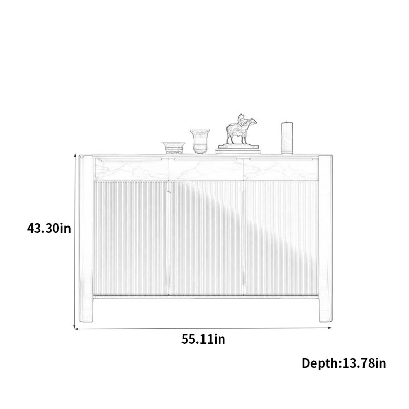 Earley, 43.3" H x 55.11" W x 13.78" D, Cream/Grayish White/Black