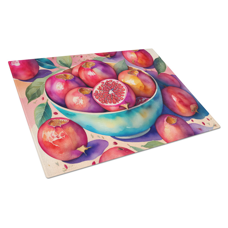 Colourful Pomegranates Glass Cutting Board Large