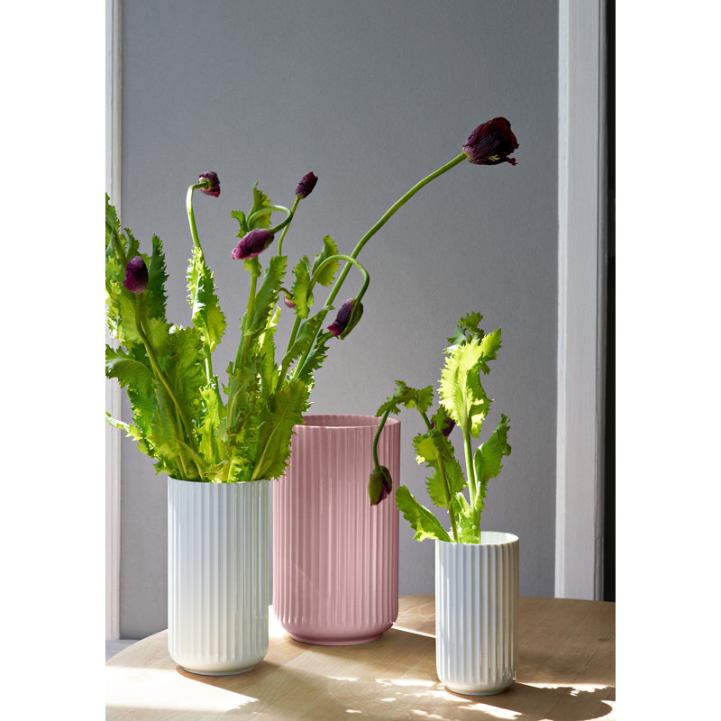 Lyngby Ceramic / Porcelain Table Vase, Rose, 9.8" H x 5.9" W x 5.9" D