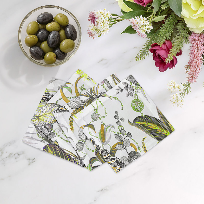 Amazonia Cotton Sateen Cocktail Napkins, Mustard