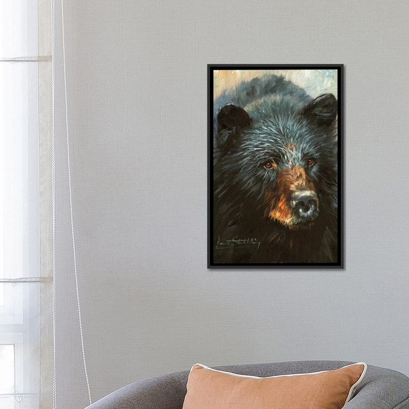 " Black Bear " by David Stribbling, 26" H x 18" W x 1.5" D, Black Framed Canvas, No Mat
