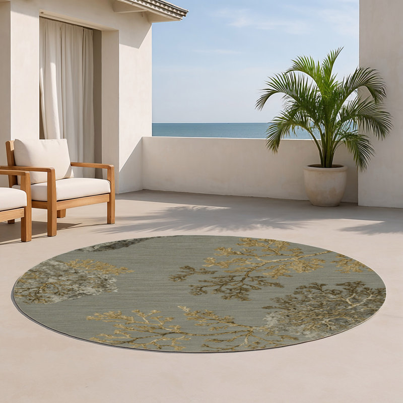 Tapis d'intérieur et d'extérieur brun Nature, Rond 5 pi