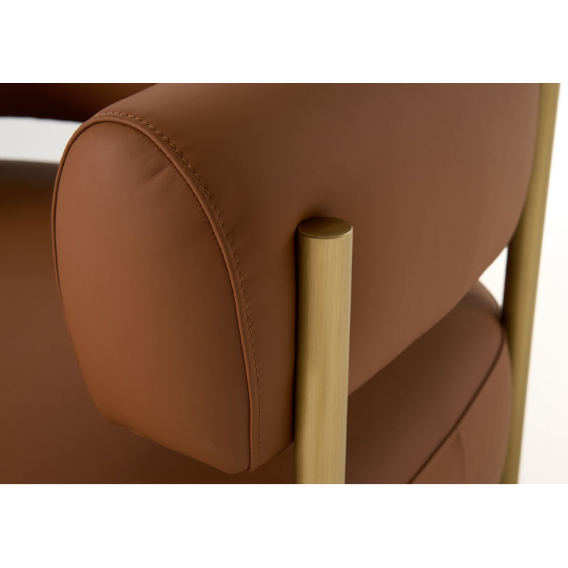 Fauteuil demi-tonneau en cuir Damariyon