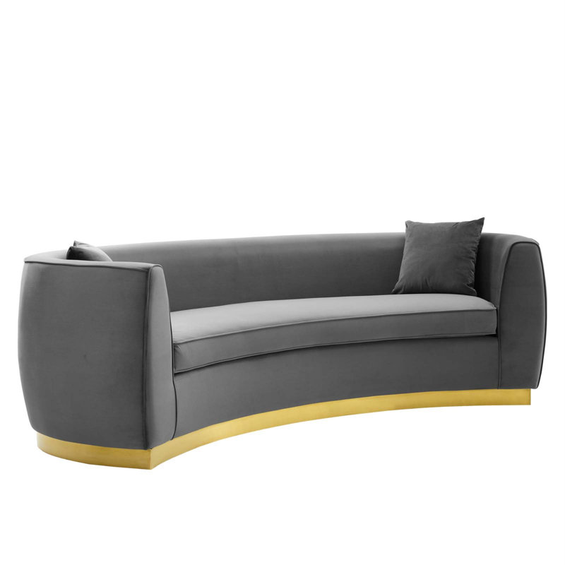 Modway Silver Orchid Perez Curved Velvet Sofa, Gray