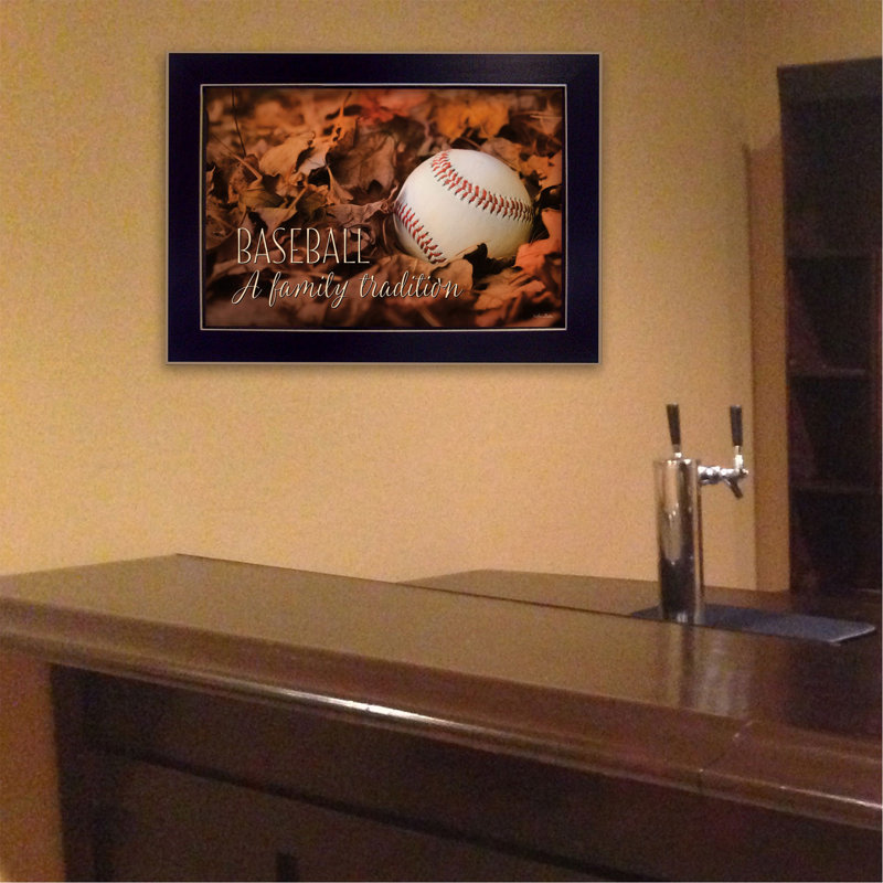 «Baseball - A Family Tradition» par Lori Deiter, art mural imprimé, affiche prête à accrocher, cadre noir