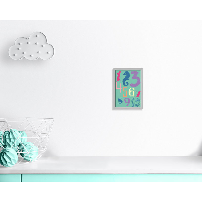 Décoration murale 123 pour enfants, H 14 po x l 11 po x P 1,19 po, Encadré de boîte argent