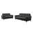 Comfortable 2pc In Anthracite Gray Leather: Contemporary With Horizontal Seats And Back Cushions Full Leather Tufting Legs For Living Area