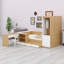 Lit plateforme en bois avec tiroirs, tablettes, bureau et garde-robe-842635086