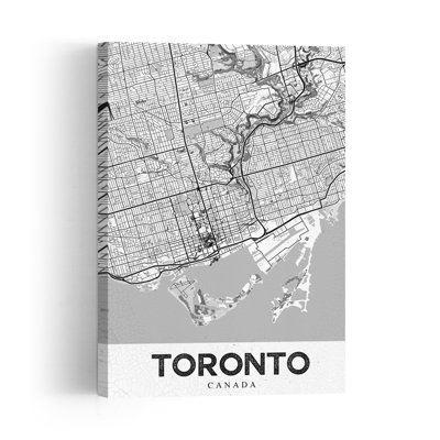 Toronto City Map Retro Vintage Architecture City Wall Art Print 1 Piece Wrapped Canvas Wall Art