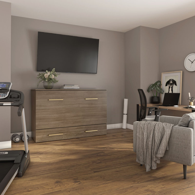 TRIADE Cabinet Bed – Space-Saving Murphy Design with Fold-Out Queen Bed and Mattress Included – Multiple Finish Options