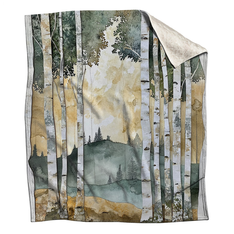 Birch Tree Forest Landscape Blankets, 50in W x 60in H