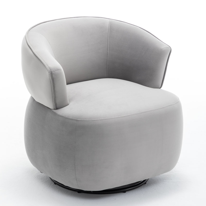 Olevide Swivel Barrel Chair, Gray Velvet