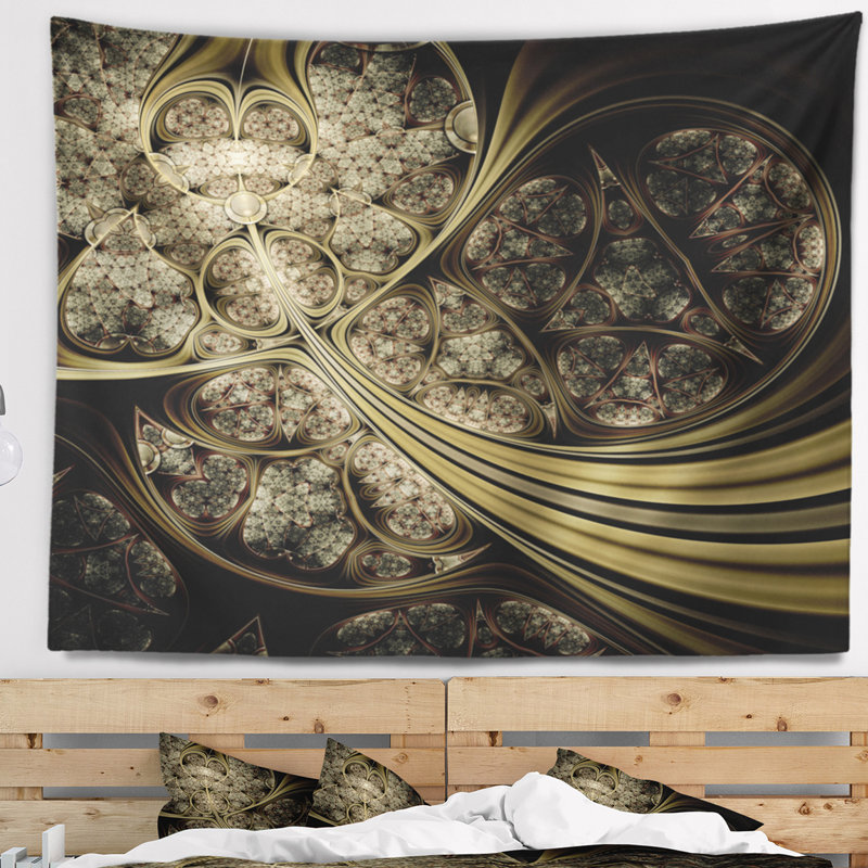 Tapisserie abstraite de modèle de tissu métallique blanc, H 32 po x l 39 po