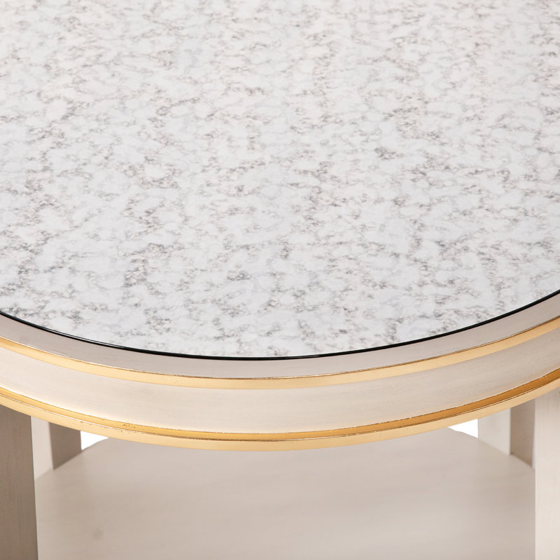 Table basse ronde à 4 pieds Lilly, Blanc antique