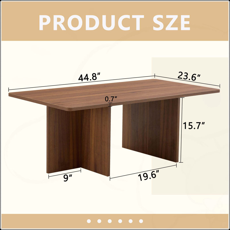 Table basse 44,8 pouces en bois de noyer et grain de bois avec panneau triangulaire stable, parfait pour les espaces de vie élégants.