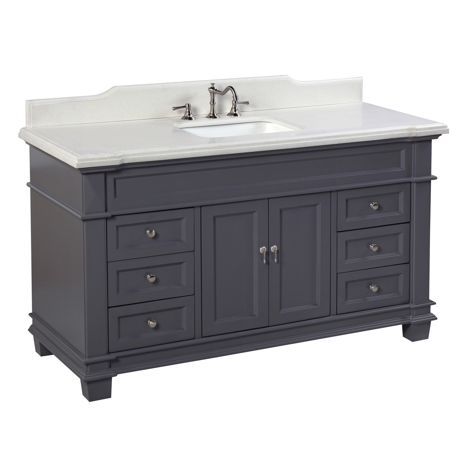 Ensa 60'' Single Bathroom Vanity, Quartz, Marine Gray