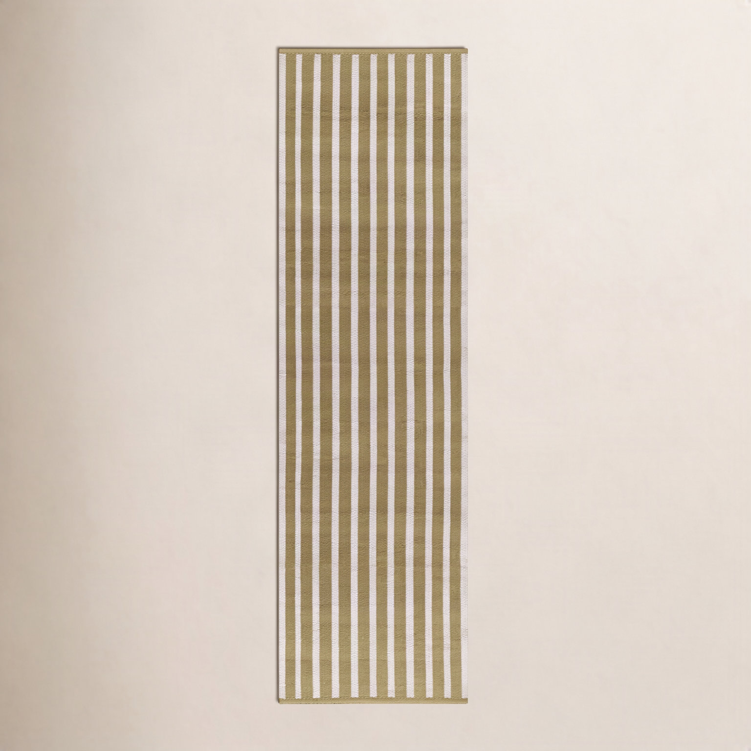 Acerra Green Hand-Woven Striped Outdoor Rug, Runner 2'3" x 8'
