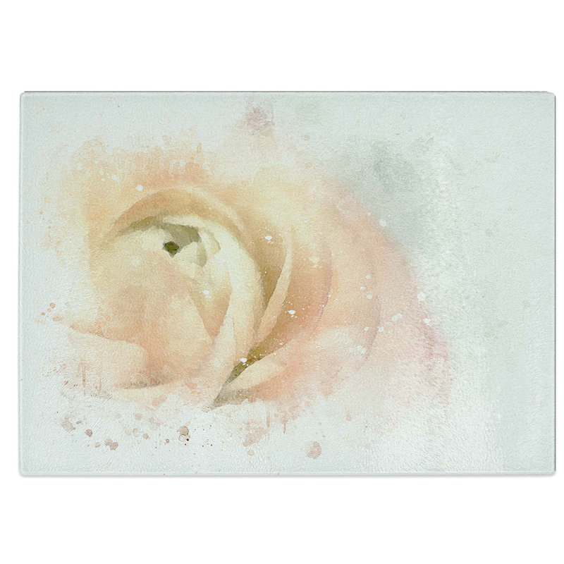 Tempered Glass Ranunculus Flower Chopping Board, 28.5 cm W x 20 cm L