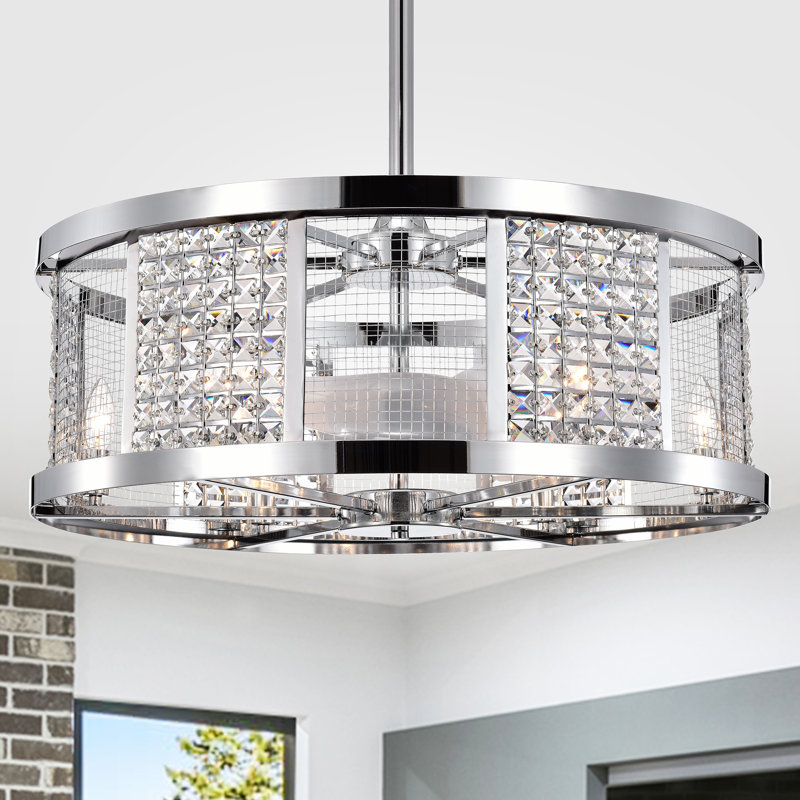 26'' Ceiling Fan with Light Kit, Chrome