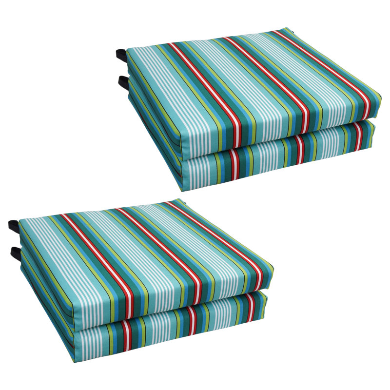 Outdoor 3'' Seat Cushion, Green/Red