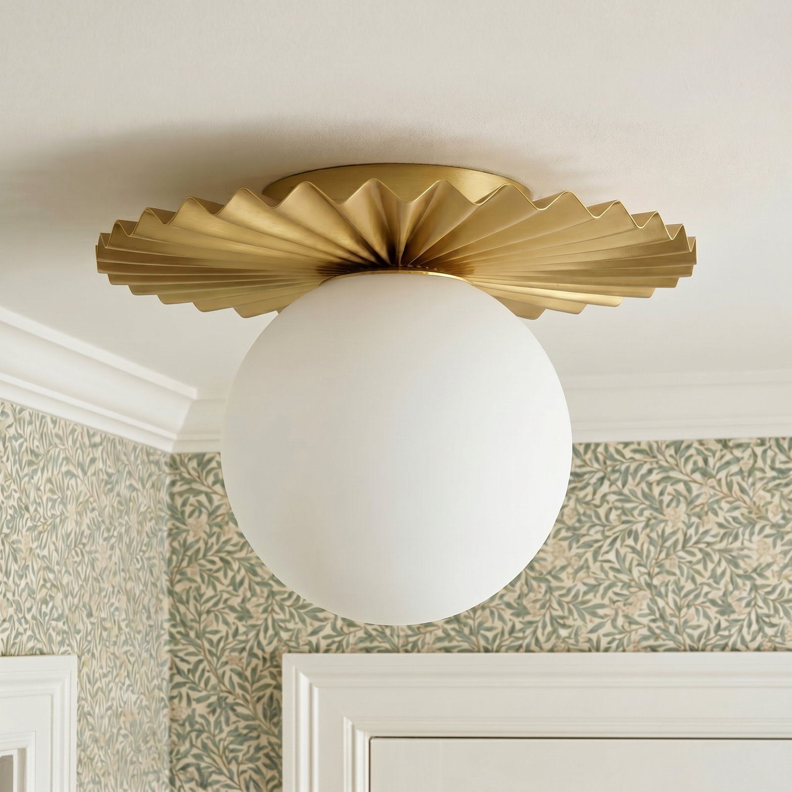 Abbey Glass Flush Mount, Brushed Gold
