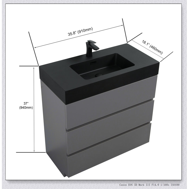 Meuble-lavabo autoportant avec grand lavabo et rangement