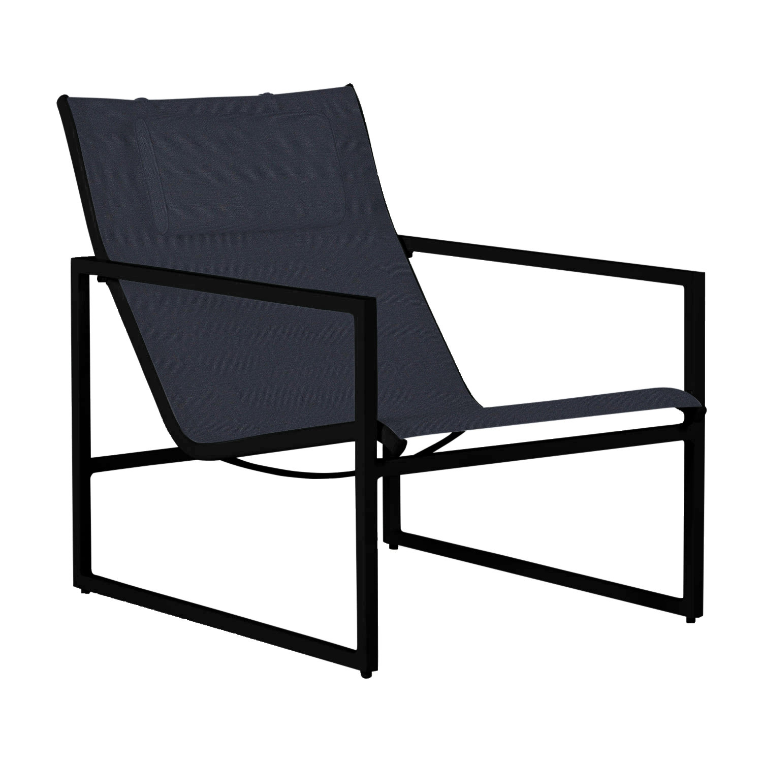 Serenata Sunbrella® Patio Lounge Chair, Welt, Linen Navy, Midnight/Black Sling