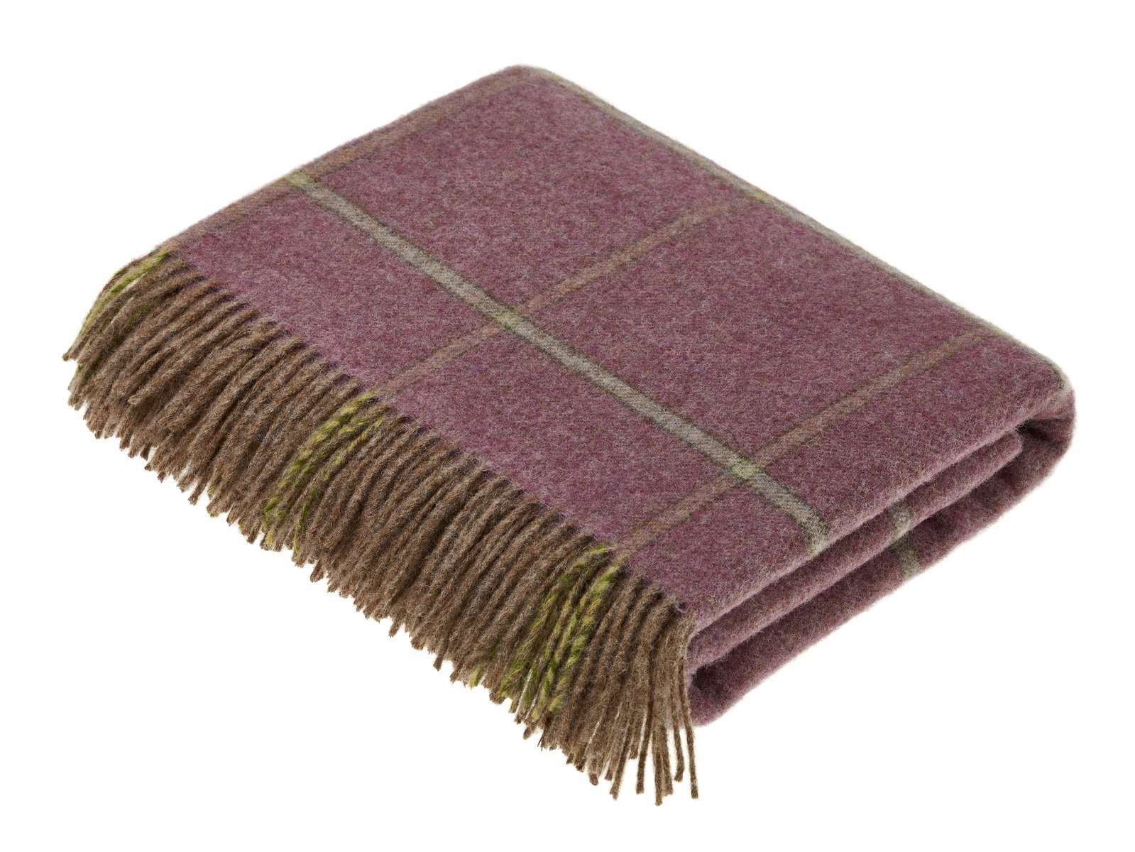 Shetland Wool Throw/Blankets Hand Woven Blanket, Purple Geometric
