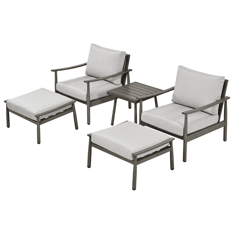 Mariene 2 - Person Patio Conversation Set with Cushions, Gray, Gray