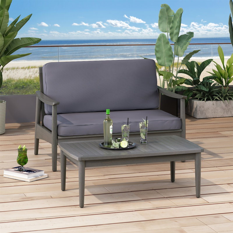 Ensemble de causeuse et table basse pour patio, Grey, Gris