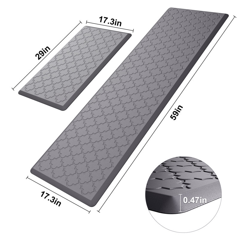 Tapis anti-fatigue, Tapis de couloir 17,3 po x 30 po + 17,3 po x 59 po, Gris