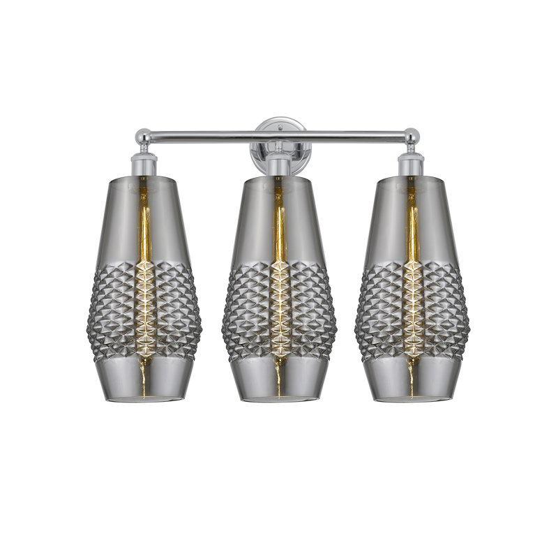 Éclairage pour meuble-lavabo à 3 lumières à intensité variable Jonesville, Fumée, Chrome poli